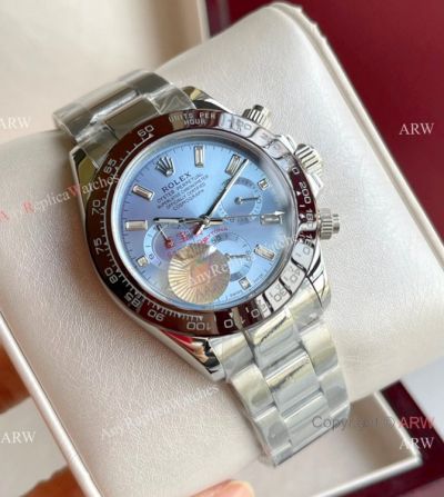 Rolex Daytona Replica Ice Blue w/ Baguette Diamond Markers Watch 42mm